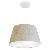 Lustre Pendente Cone Md-4021 Cúpula em Tecido 21/40x30cm Rustico Bege - Bivolt