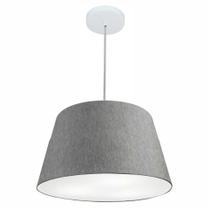 Lustre Pendente Cone Md-4021 Cúpula em Tecido 21/40x30cm Rustico Cinza - Bivolt