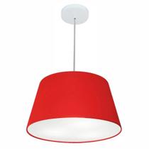 Lustre Pendente Cone Md-4021 Cúpula em Tecido 21/40x30cm Vermelho - Bivolt