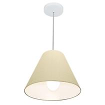 Lustre Pendente Cone Md-4028 Cúpula em Tecido 25/30x12cm Algodão Crú - Bivolt
