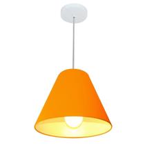 Lustre Pendente Cone Md-4028 Cúpula em Tecido 25/30x12cm Laranja - Bivolt Lustre Pendente Cone Md-4028 Cúpula em Tecido 25/30x12cm Laranja - Bivolt
