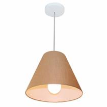 Lustre Pendente Cone Md-4028 Cúpula em Tecido 25/30x12cm Palha - Bivolt