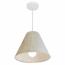 Lustre Pendente Cone Md-4028 Cúpula em Tecido 25/30x12cm Rustico Bege - Bivolt