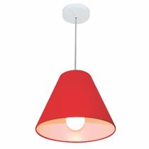Lustre Pendente Cone Md-4028 Cúpula em Tecido 25/30x12cm Vermelho - Bivolt