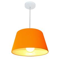 Lustre Pendente Cone Md-4039 Cúpula em Tecido 21/40x30cm Laranja - Bivolt