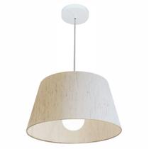 Lustre Pendente Cone Md-4039 Cúpula em Tecido 21/40x30cm Linho Bege - Bivolt