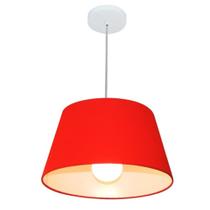 Lustre Pendente Cone Md-4039 Cúpula em Tecido 21/40x30cm Vermelho - Bivolt