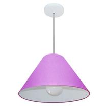 Lustre Pendente Cone Md-4078 Cúpula em Tecido 25/40x15cm Lilás - Bivolt