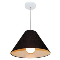 Lustre Pendente Cone Md-4078 Cúpula em Tecido 25/40x15cm Preto - Bivolt