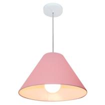 Lustre Pendente Cone Md-4078 Cúpula em Tecido 25/40x15cm Rosa Bebê - Bivolt
