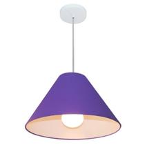 Lustre Pendente Cone Md-4078 Cúpula em Tecido 25/40x15cm Roxo - Bivolt