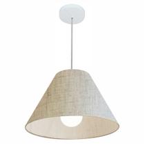 Lustre Pendente Cone Md-4078 Cúpula em Tecido 25/40x15cm Rustico Bege - Bivolt