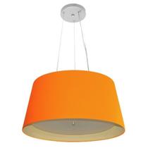 Lustre Pendente Cone Md-4144 Cúpula em Tecido 25x50x40cm Laranja / Bege - Bivolt