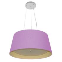 Lustre Pendente Cone Md-4144 Cúpula em Tecido 25x50x40cm Lilás / Bege - Bivolt