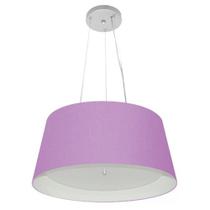 Lustre Pendente Cone Md-4144 Cúpula em Tecido 25x50x40cm Lilás / Branco - Bivolt