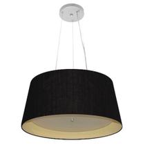 Lustre Pendente Cone Md-4144 Cúpula em Tecido 25x50x40cm Preto / Bege - Bivolt