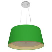 Lustre Pendente Cone Md-4144 Cúpula em Tecido 25x50x40cm Verde Folha / Bege - Bivolt