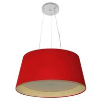 Lustre Pendente Cone Md-4144 Cúpula em Tecido 25x50x40cm Vermelho / Bege - Bivolt