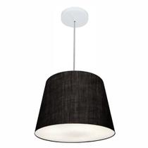 Lustre Pendente Cone Md-4155 Cúpula em Tecido 30/40x30cm Preto - Bivolt