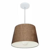 Lustre Pendente Cone Md-4240 Cúpula em Tecido 30/40x30cm Café - Bivolt