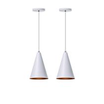 Lustre Pendente Cone P Em Alumínio Branco - Kit 2 Unidades