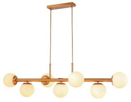 Lustre Pendente Cor Dourado Vidro Opaco Retrô Moderno INL100 Lustre Pendente Cor Dourado Vidro Opaco Retrô Moderno INL100