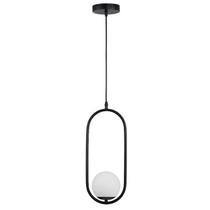 Lustre Pendente Cor Preto Vidro Opaco Quarto Sala Cozinha Escritório INL94