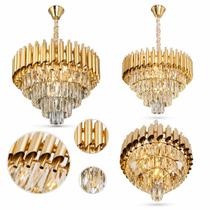 Lustre Pendente Cristal 5 Lampadas E14 Bivolt 40cm Redondo Moderno Decorativo Sala Jantar Quarto Sindora