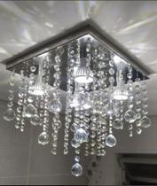 Lustre Pendente cristal acrílico de alto brilho 30x30cm sala de estar, sala de jantar, cozinha, lustres - JMW Cristal