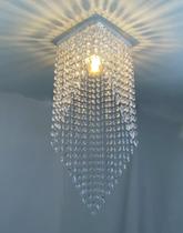 Lustre Pendente cristal acrílico de alto brilho Grande 17x51cm sala de estar, sala de jantar, cozinha, Lustres Campo XXI