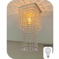 Lustre Pendente Cristal Acrílico Moderno e Atemporal + Lâmpada LED