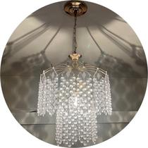 Lustre Pendente Cristal Acrílico Para Sala/Quarto Dourado Lustre Pendente Cristal Acrílico Para Sala/Quarto Dourado