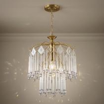 Lustre Pendente Cristal Dourado Pingente Sala Quarto Bivolt