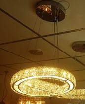 Lustre pendente Cristal Inox 2 anéis Led 45W - 3 temperaturas - Nitrolux