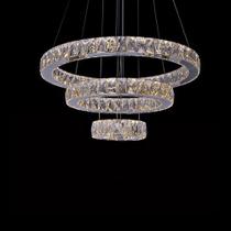 Lustre Pendente Cristal K9 Led 3 Anéis Rings 3 em 1 C/ Controle Remoto 55cm Lustre Pendente Cristal K9 Led 3 Anéis Rings 3 em 1 C/ Controle Remoto 55cm