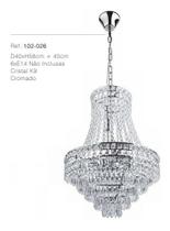 Lustre Pendente Cristal K9 Prateado D40x58cm 6xe14