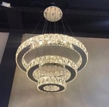 Lustre Pendente Cristal Led Aliança Triplo Anéis 3 Cores Lustre Pendente Cristal Led Aliança Triplo Anéis 3 Cores
