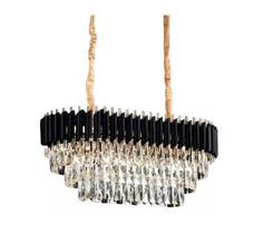 Lustre Pendente Cristal Preto Dourado Sofisticado Jantar