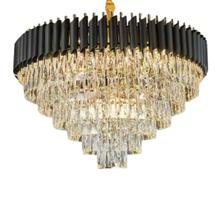 Lustre Pendente Cristal Preto E Dourado 50cm + 8 Lampadas Lustre Pendente Cristal Preto E Dourado 50cm + 8 Lampadas