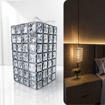 Lustre Pendente Cristal Quadrado Prata Moderno Luminaria Teto Decorativa Cabeceira Sala Quarto Cozin Lustre Pendente Cristal Quadrado Prata Moderno Luminaria Teto Decorativa Cabeceira Sala Quarto Cozin