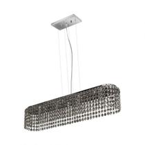 Lustre Pendente Cristal Retangular 60x13x11,5cm 4 Lâmpadas G9 Milano Bronzearte