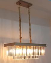 Lustre Pendente Cristal Retangular Dourado 60 X 30 - Nitrolux