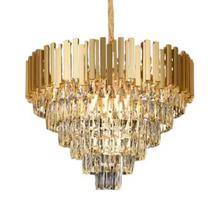 Lustre Pendente Cristal Rodondo Luxo Dourado Cristal