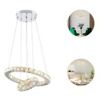 Lustre Pendente Cristal Vision 2 Aneis 36W Led 3000K 20X40Cm