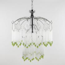 Lustre Pendente Cromado Detalhe Verde Sala Quarto Bivolt Lustre Pendente Cromado Detalhe Verde Sala Quarto Bivolt