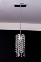 Lustre Pendente Cromado Redondo Cristal Transparente 453