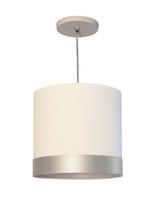Lustre Pendente Cúpula Branco Com Detalhe Prata 25x25 1-e27 Lustre Pendente Cúpula Branco Com Detalhe Prata 25x25 1-e27
