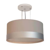 Lustre Pendente Cúpula Cinza Com Detalhe Prata 50x25 3-e27 Lustre Pendente Cúpula Cinza Com Detalhe Prata 50x25 3-e27