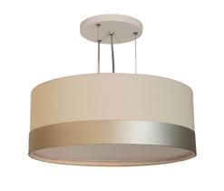 Lustre Pendente Cúpula Crú com Detalhe Bronze 50x15 Lustre Pendente Cúpula Crú com Detalhe Bronze 50x15