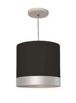 Lustre Pendente Cúpula Preta Com Detalhe Prata 25x25 1-e27 Lustre Pendente Cúpula Preta Com Detalhe Prata 25x25 1-e27